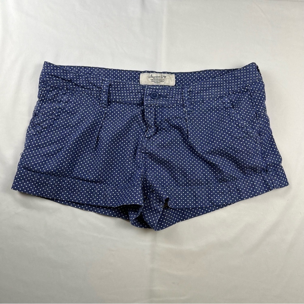 American Rag - Women’s Shorts - Blue with white Polka Dots - Mini - Size 9